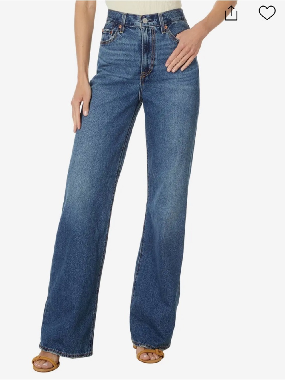 Ribcage Wide Leg Jeans in Medium Blue